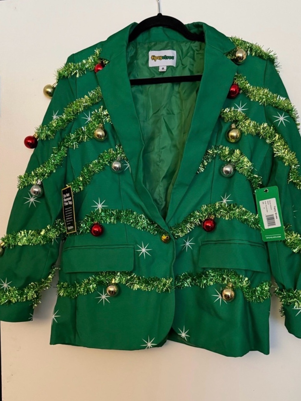 Tipsy Elves Green Holiday Ornament Blazer